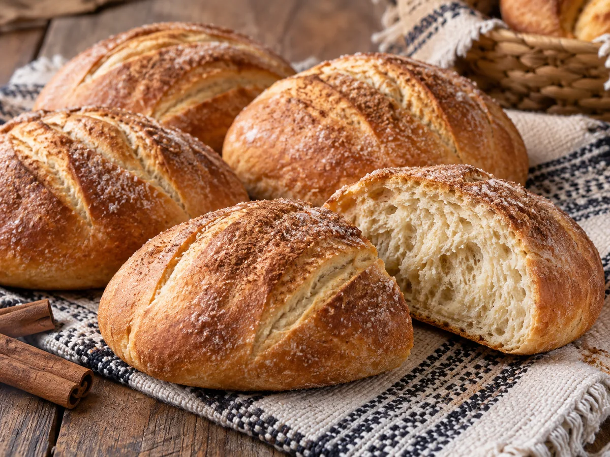 Pan de pulque de Saltillo: Pan esponjoso de harina de trigo fermentado con pulque, con un ligero toque ácido y aroma de canela.